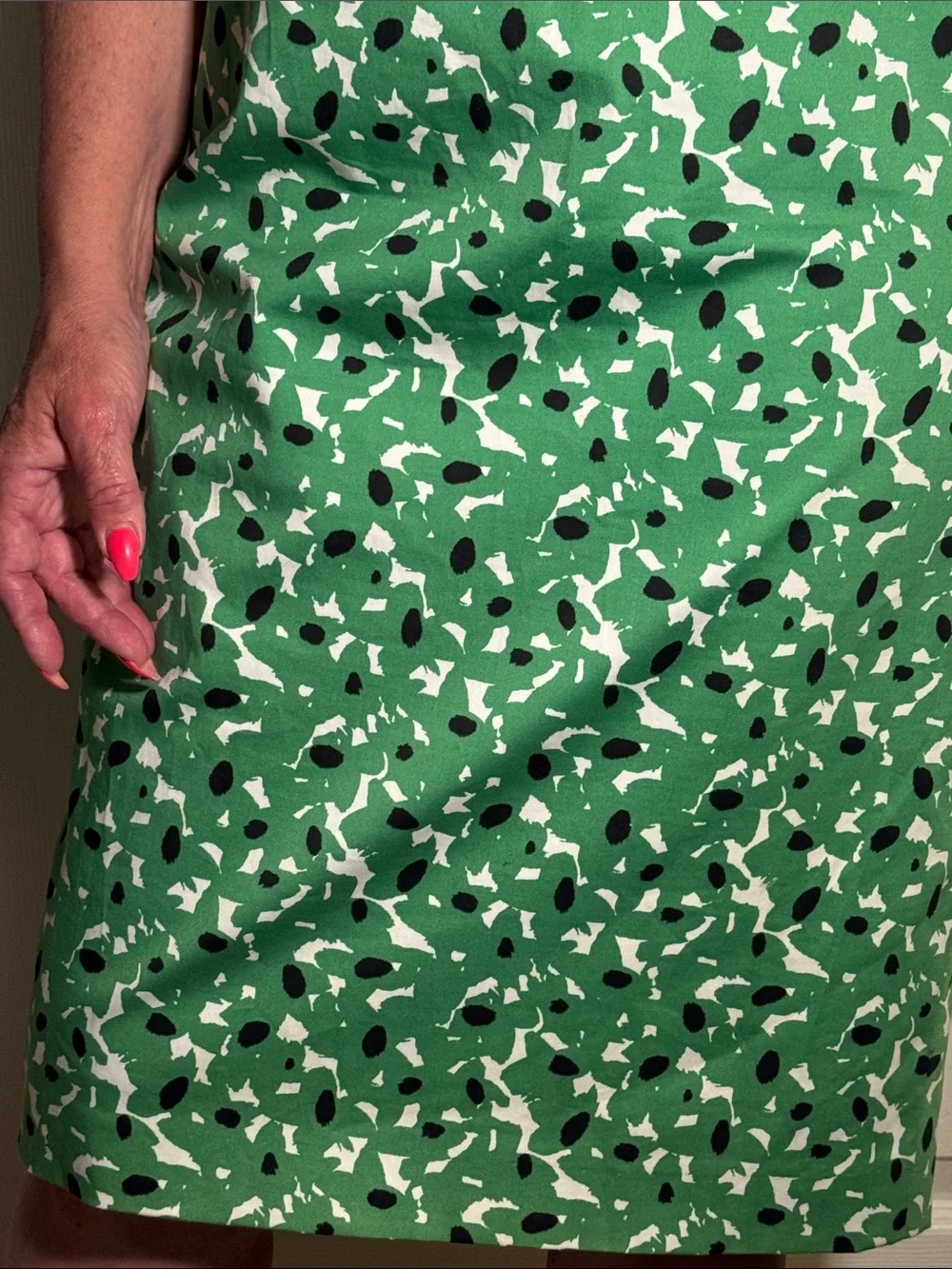 HUGO BOSS GREEN ABSTRACT PRINT MIDI DRESS US 8 SHEATH